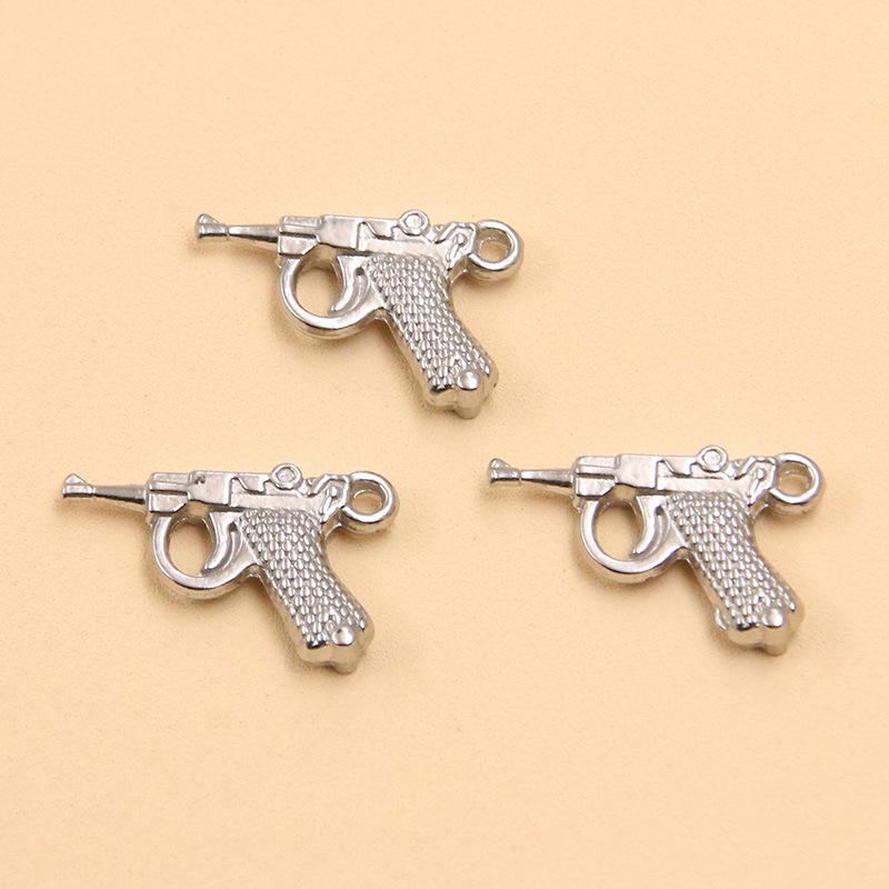 18K Gold Plated Stainless Steel Gun Pendant Accessories, 4 Styles