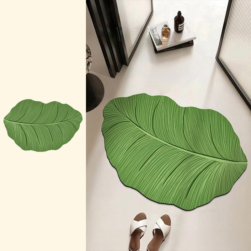 Diatomite Bath Mat Leaf Shape Bathroom Absorbent Floor Mats Toilet Carpet Non-slip Shower Rug Bathtub Accessories Washable