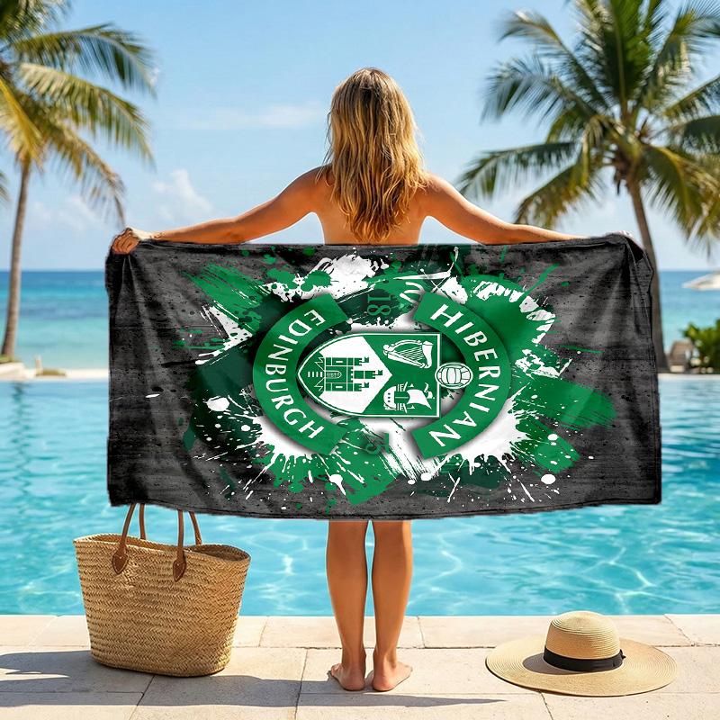 Hibernian FC Aufdruck Schnelltrocknendes Strandtuch Mikrofaser Saugfähig Tragbares Reise-Badetuch