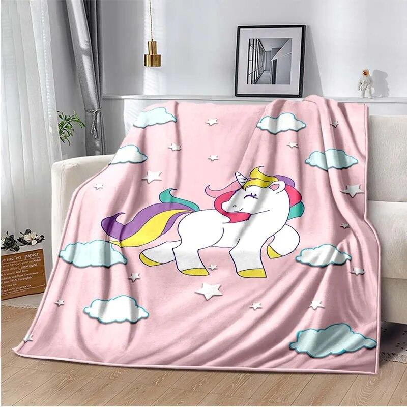 Cute Pink Unicorn Throws Blanket Sofa Blanket  Bedroom Living Room Decoration Blanket for Bed Picnic Blanket Throw Blanket