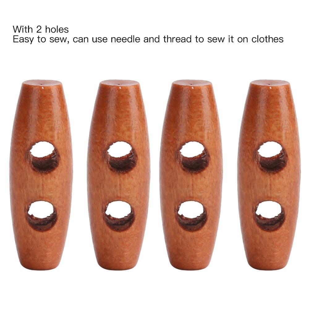 50pcs Reusable Wooden Toggle Buttons 2 Holes Design Wooden Sewing Buttons  For DIY Crafts