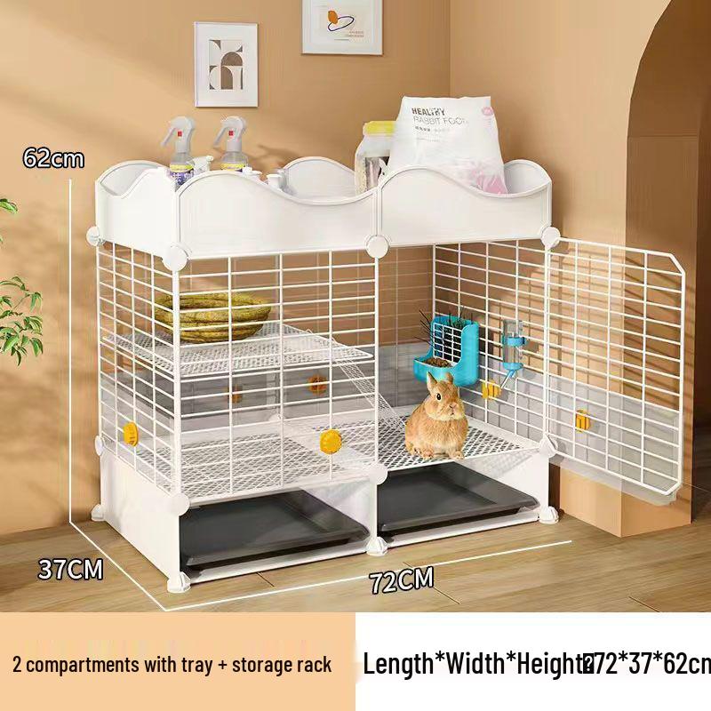 Large Indoor Rabbit Cage with Toilet, Splash-Proof and Secure for Guinea Pigs and Dwarf Rabbits