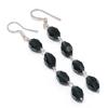 Black Spinel Gemstone Handmade 925 Sterling Silver Jewelry Earring 3.07" KJ-909