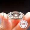 Sterling Silver Ring with Dense Synthetic Zircon Hearts, Mother's Day Gift for Women, a Gift for Mom