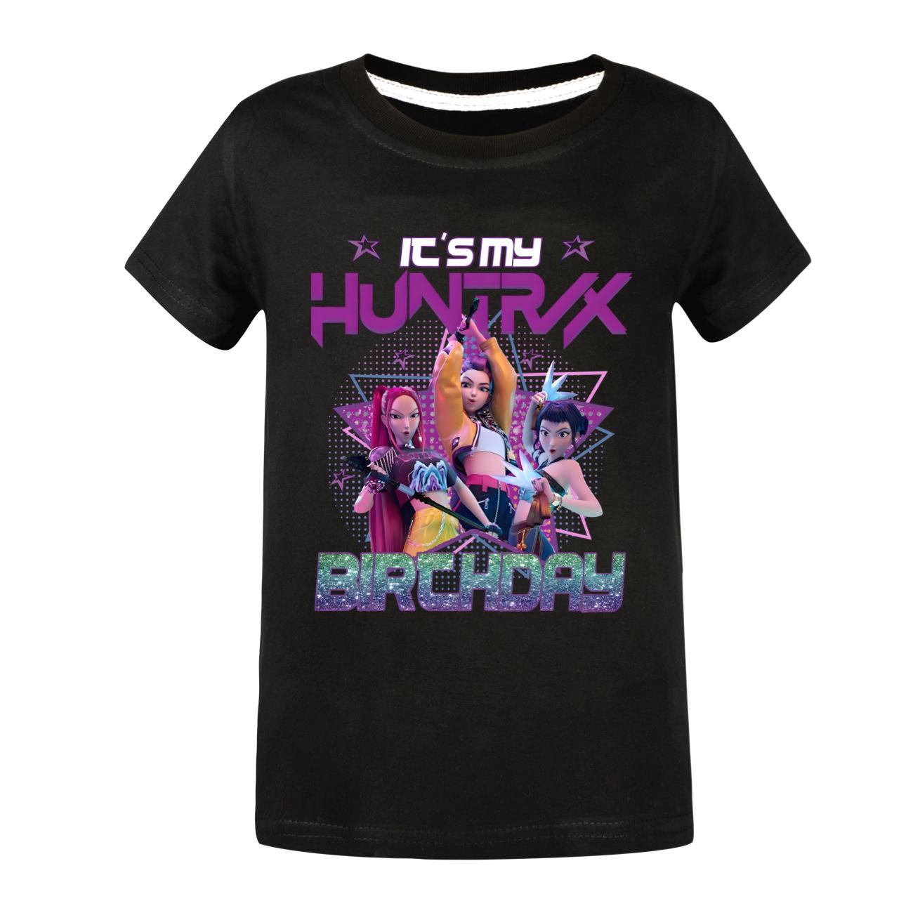 Summer KPop Demon Hunter Popular Cartoon Print Children s Design Casual Harajuku Style Round Neck Short Sleeved Top Fans Gifts Kids Clothes 100cm