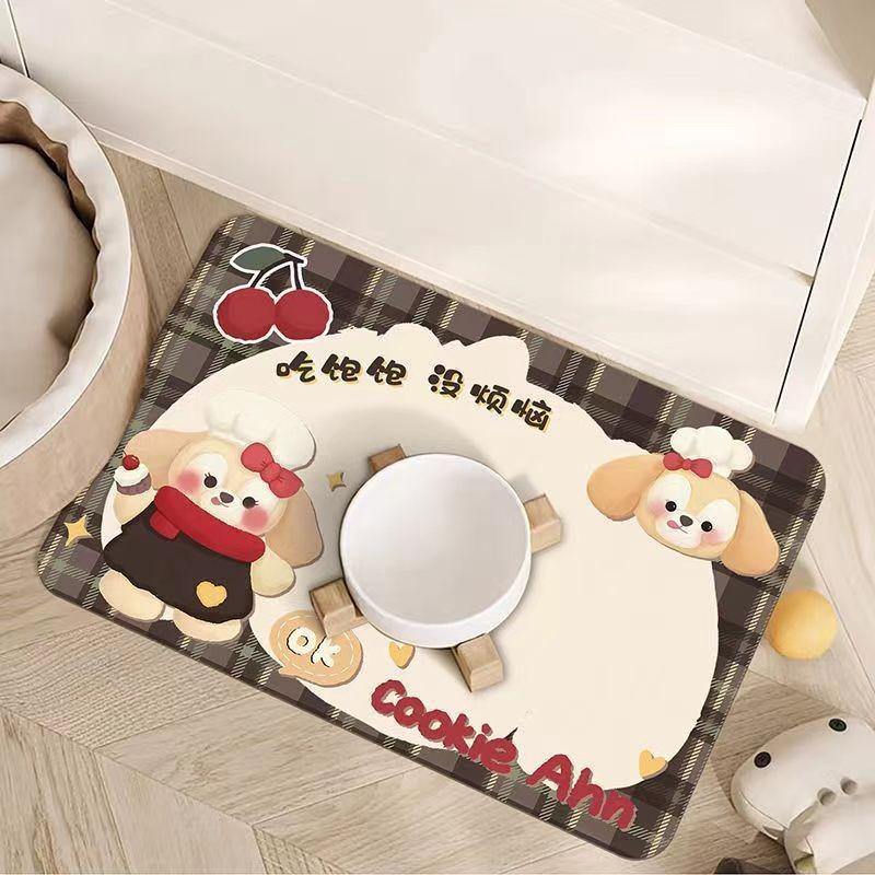 Cute Animal Silicone Diatomite Spillproof Pet Feeding Mat For Dining And Feeding