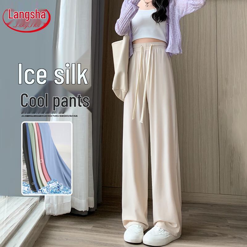 

Langsha Women s High-Waist Wide-Leg Casual Pants L