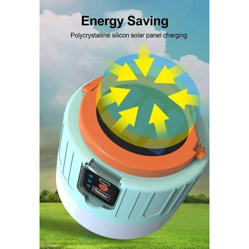 Solar LED Camping Light Portable Outdoor Emergency Lights USB Rechargeable Bulb For Outdoor Tent Lamp High Power Lantern For BBQ