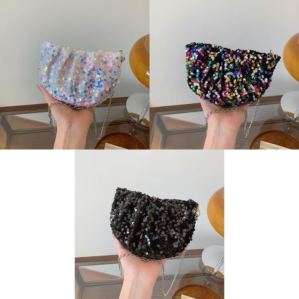 Chic Glitter Single Shoulder Bag 2024 New Summer Texture Chain Crossbody Bag Street Style Shoulder Bag