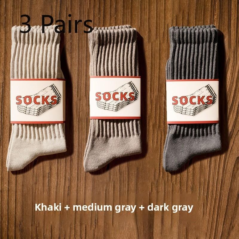 3 Paar lange Retro-Sportsocken aus Baumwolle für Damen und Herren.