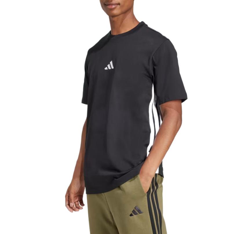 Adidas Essential Striped Comfortable Breathable Skin-Friendly Soft Short Sleeve T-Shirt Men Tops Black JD1906