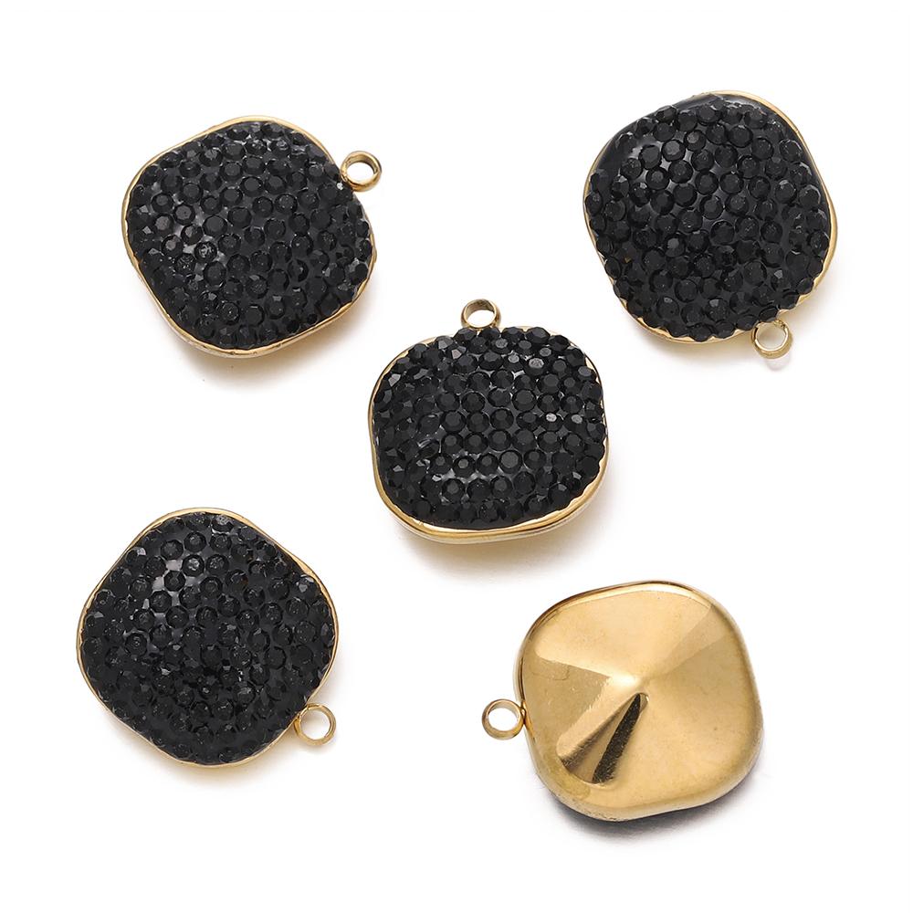 

1pcs Stainless Steel Square Shape Charms Pendants with Rhinestone for DIY Bracelet Necklace Jewelry Making Supplies чёрный