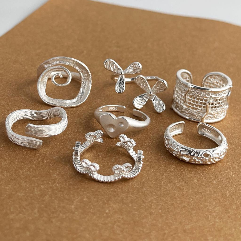 Xiaomi 925 Sterling Silver Rings for Women Couple Minimalist Handmade Simple Flower Heart Ring Fine Jewelry Gift Prevent Allergy