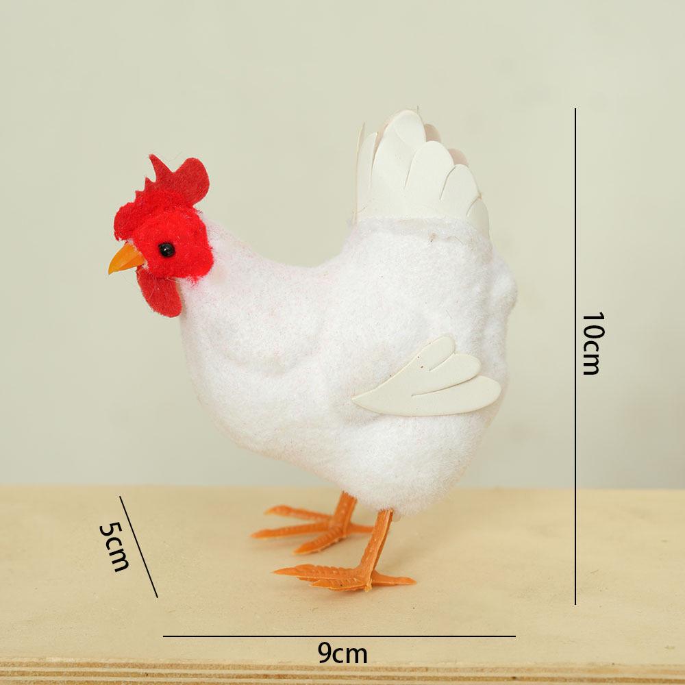 Porcelain Hen and Rooster Feather Ornament for Display and Photography Prop