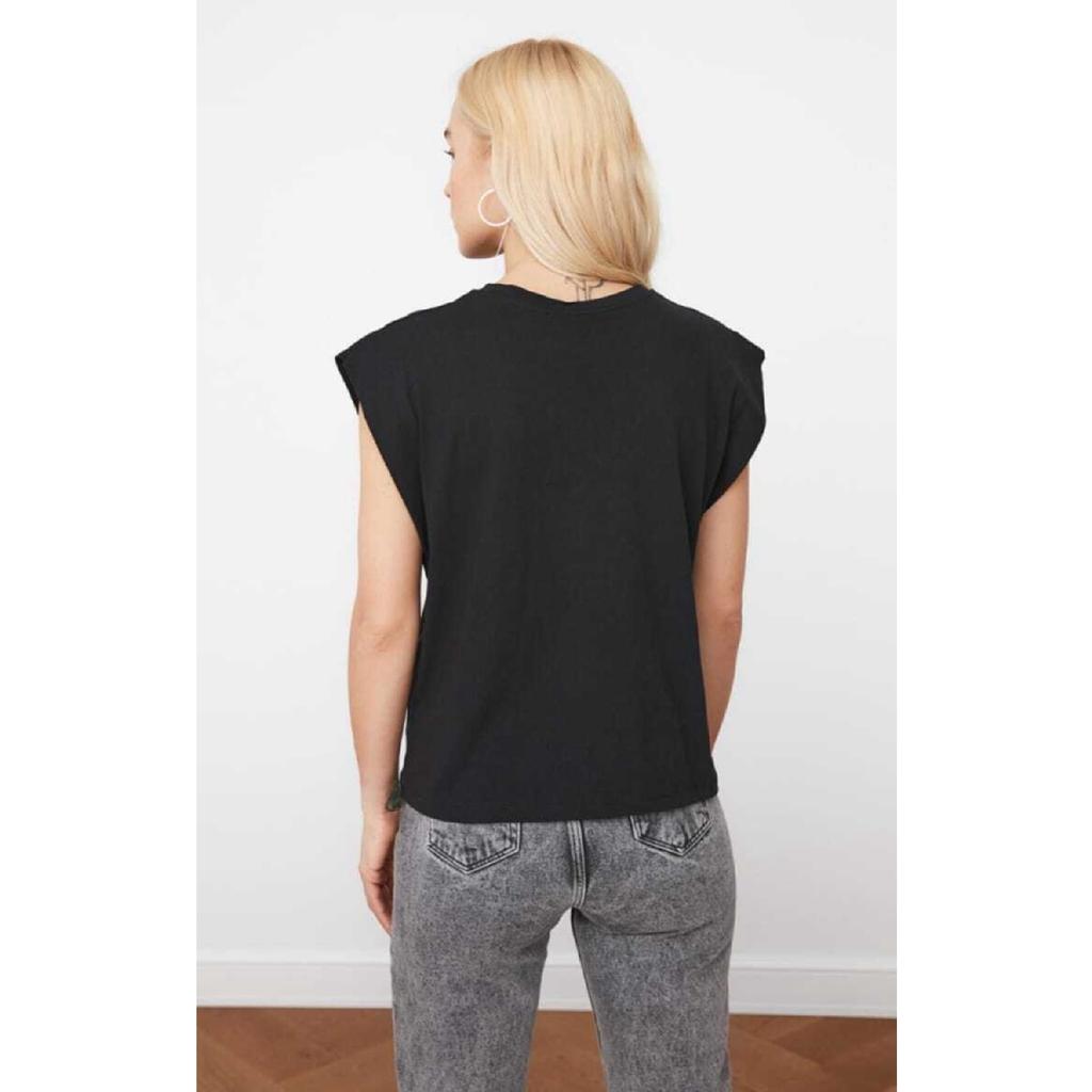 Tricou tricotat alb-negru, 100% bumbac, cu aspect de vată