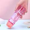 500ml Plastic Water Bottle Large Capacity Sports Cup with Anti Drop Rope Water Container Color Transparent Pet Flip Cover