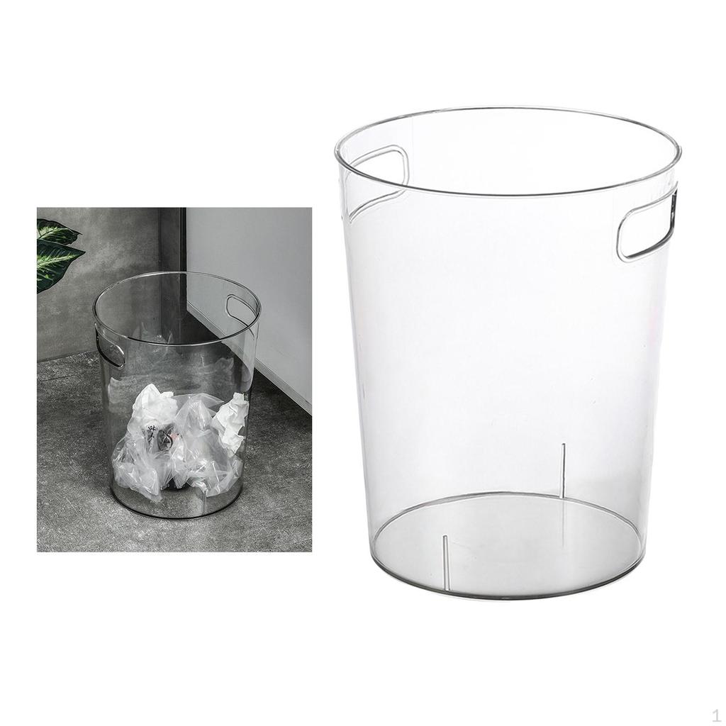 Round Transparent Trash Can Garbage Bin Kitchen and Home Bedroom Office Kids Children Room Household