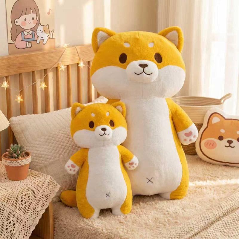 90cm Kawaii Shiba Inu Dog Long Plush Pillow Soft Stuffed Animals Puppy Cartoon Toys Baby Accompany Dolls for Girls Gifts Decor