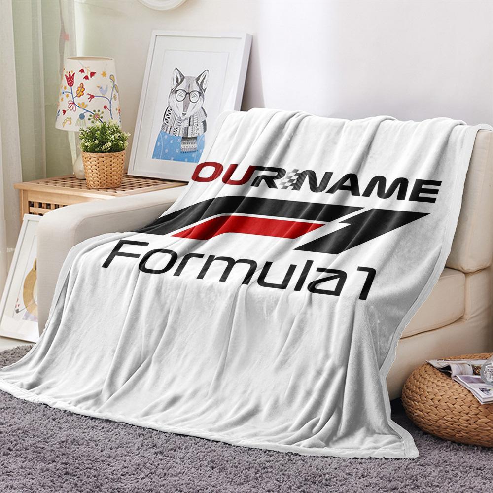 1PC F1 Gear Custom Name Patterned Flannel Blanket Suitable For All Seasons For Home Decor Warmth And Comfort Gifts Holiday Present