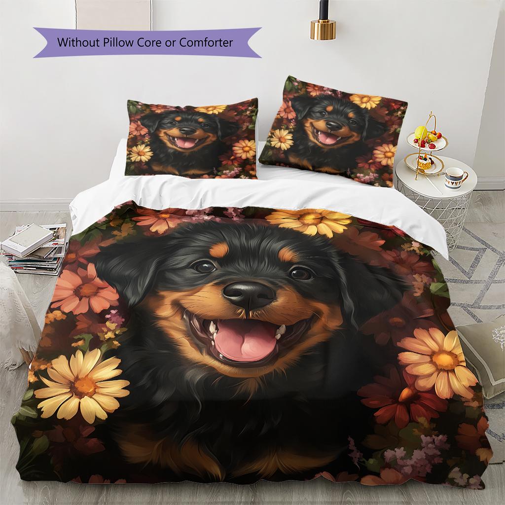 Rottweiler Pattern Bedding Home Decoration Birthday Gift (1 * duvet cover + 2 * pillowcase, without core)