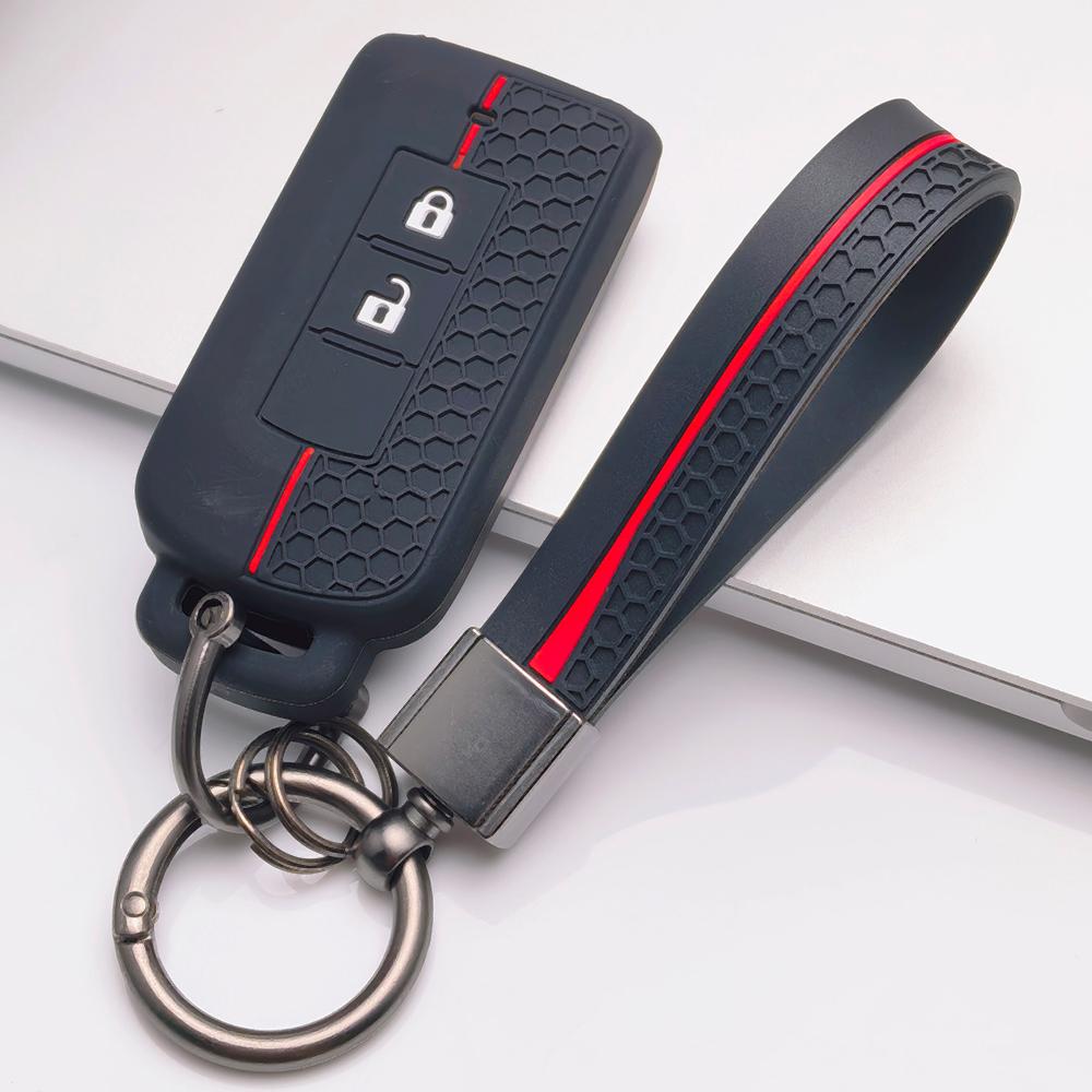 Key Fob Cover for Mitsubishi Outlander ASX Lancer Pajero Sport L200 Triton Eclipse with Keychain Anti-Scratch Surface Shockproof Structure