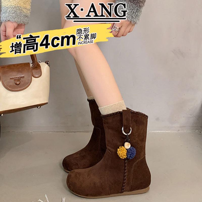 Cowhide version inner height increase small Martin boots women's short boots autumn and winter new western cowboy boots