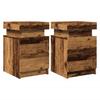 LED Nightstands (2 Pcs) Rustic Wood Look 35 X 39 X 55 Cm Engineered Wood