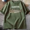 T-shirt Cah Fih T-shirt Fih Poisson Mal Orthographié Mème Poisson Chat et Poisson Graphique Humoristique T-shirt Décontracté Coton Manches Courtes Vêtements Hauts