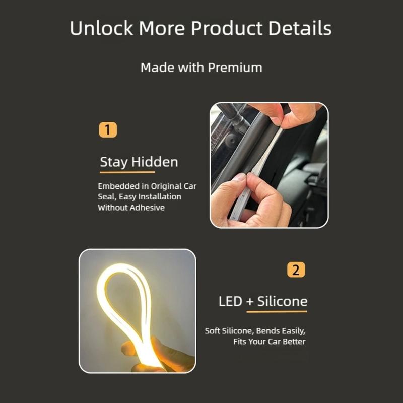 Waterproof LED Light Strips for Vehicle Trunk Flexible Design Easy Plug in Install Universal Fit Enhances Driving Safety