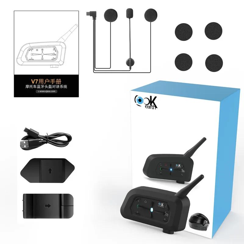 

V7 Шлем Bluetooth Intercom Мотоциклетные гарнитуры для связи Шлем Interphone для мотоциклов Аксессуары для катания на лыжах и скалолазания чёрный