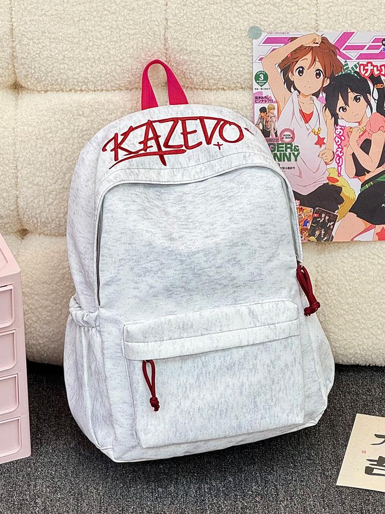 Schoolbag Snowflake Grey Graffiti Font Embroidery School Bag Student Party American Campus Style City Walk Shop Exploration Clock In Backpack
