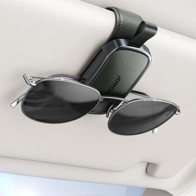 Auto-Sonnenbrillenhalter für 2025 Brillen Auto-Brillenglas Brillen Sonnenbrillen Einfach Sicher Karte Praktisch Auto-Aufbewahrung [Neu - Magnetisch, Leder] Halter,