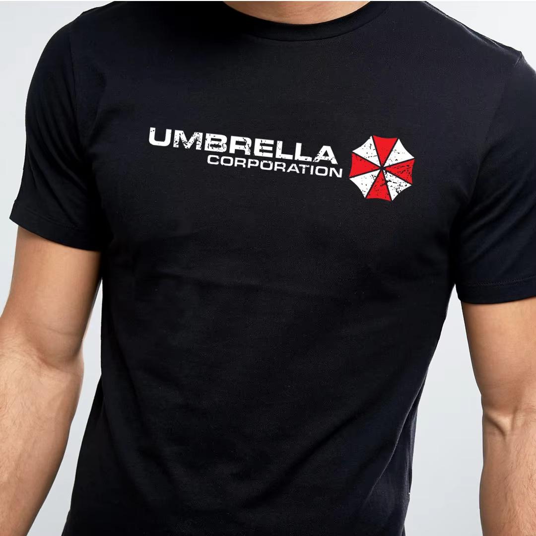 

2025 men and women Resident Evil Umbrella Corporation T - Shirt - Black Iconic Logo & Slogan Printed Perfect for Game Fans 4XL