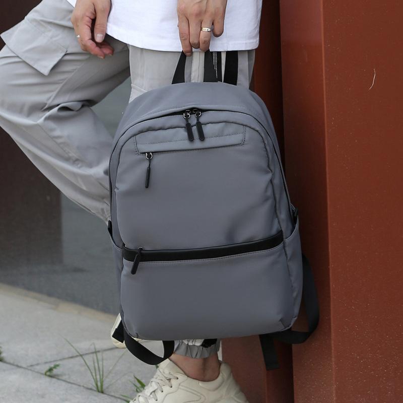 Large Capacity Travel Backpack Computer Commuting Solid Color Men's Casual Backpack Middle School Student School Bag