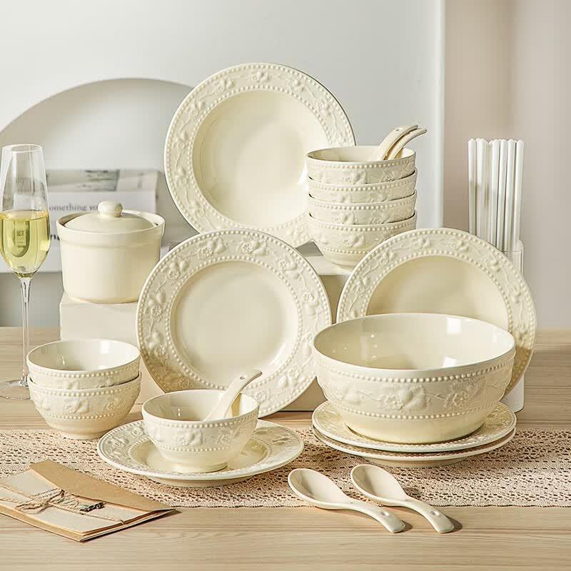 Kobach 11-Piece Embossed Ceramic Dinnerware Set