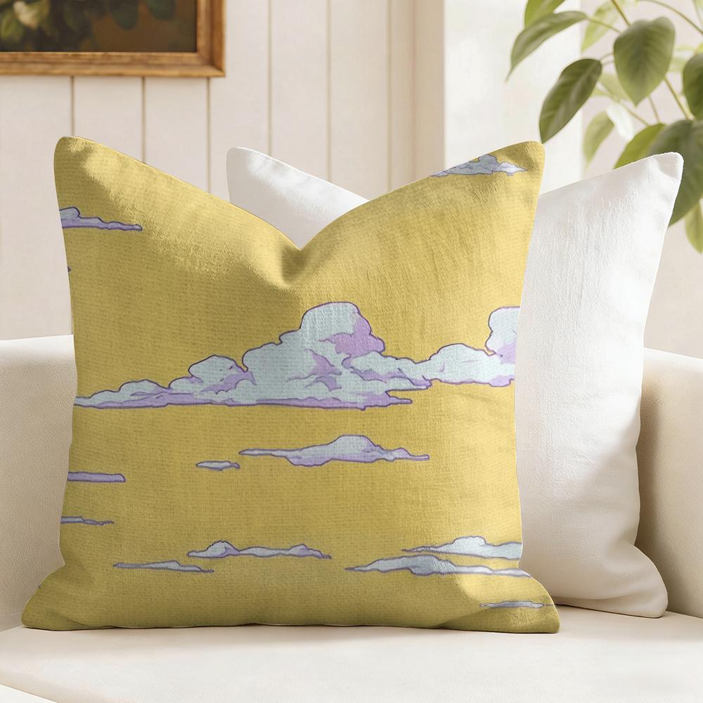 Mode Wolken Kussenhoes Natuurlijk Linnen Dubbelzijdige Print Sierkussenhoes voor Bank Bank Huisdecoratie