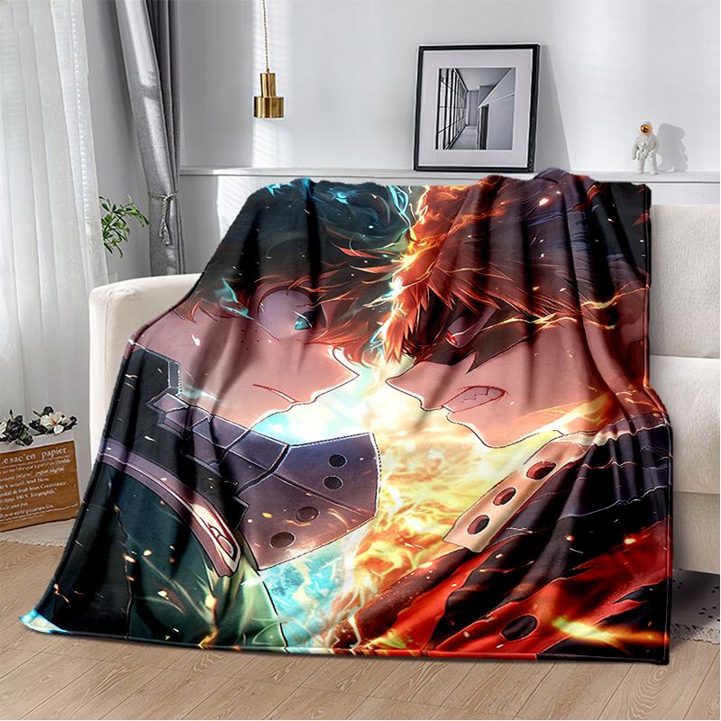 3D My Hero Academia Deku Bakugou Cartoon Anime Blanket,Soft Throw Blanket for Home Bedroom Bed Sofa Travel Picnic Cover Kids