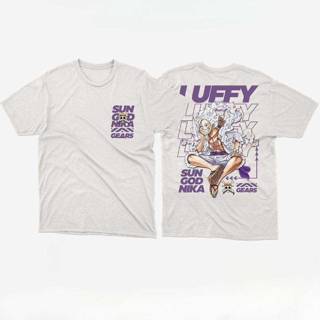 

Anime One Piece 2026 Summer New Tshirt 100 cotton Fifth gear Luffy pattern unisex Loose short Harajuku sleeves Oneck shirt S