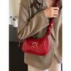 High-end Textured Red Shoulder Bags Fashion Versatile Soft Leather Zipper Crossbody Bag  New Small Handbags