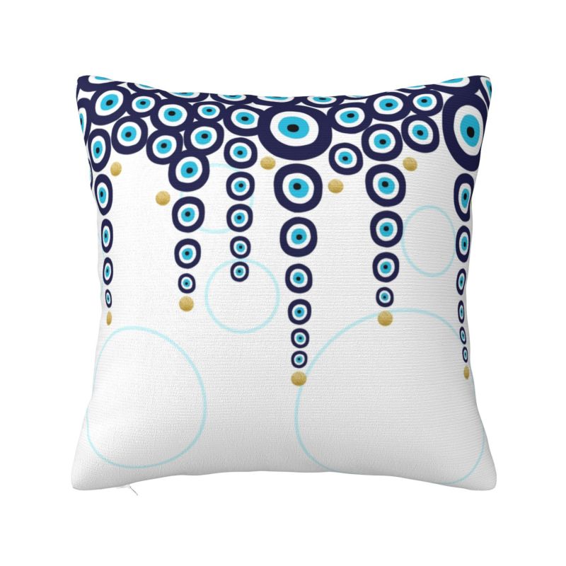 Custom Mediterranean Evil Eye Luxury Pillow Cover Home Decorative Turkish Amulet Culture Cushions for Sofa