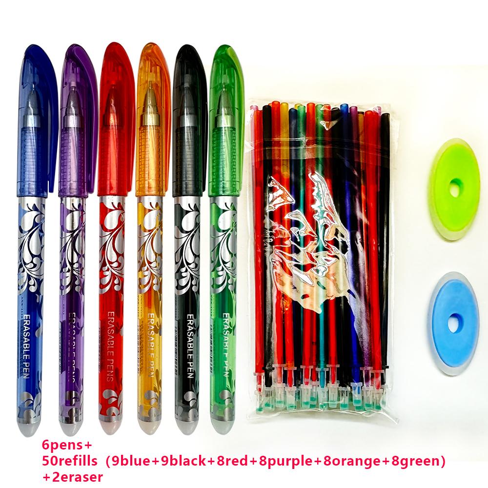 Set da 58 pezzi Penna Gel Lavabile con Impugnatura 0,5 mm Penna Magica Cancellabile Bastoncini d'Inchiostro Colorati Cancelleria per Scrittura Scolastica e d'Ufficio