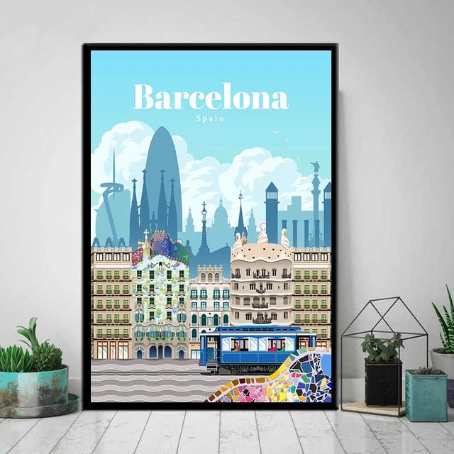 Vintage Retro Travel City Map Canvas Wall Art Berlin Singapore Hong Kong Classic Posters for Home Living Room Decor