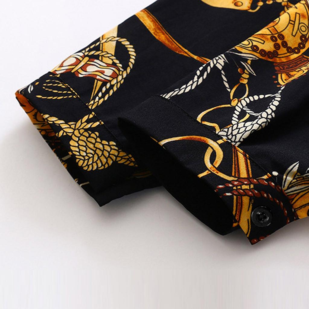 Fashion Women Loose Long Sleeve Printed Turn-down Button Ladies Top Shirts
