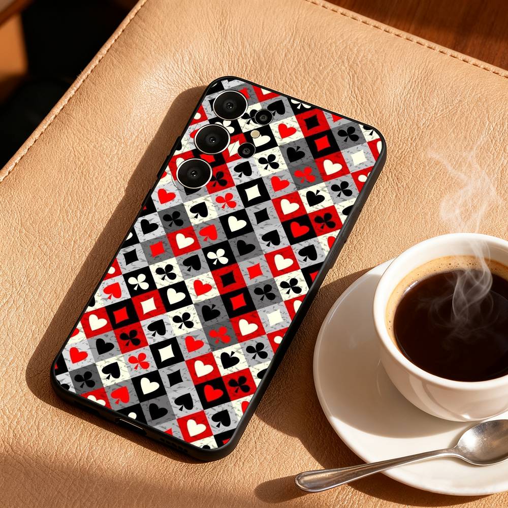 A-Ace of Spades Poker Phone Case For Samsung S25,24,23,22,30,21,10,9,Ultra,Plus,Lite,FE Soft Black Case