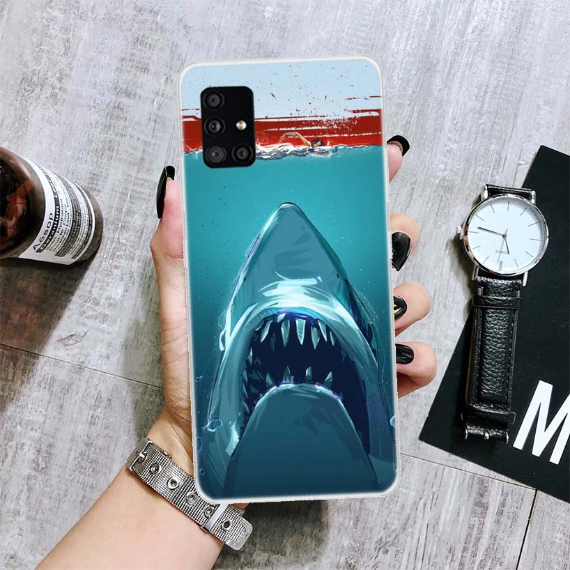 Ocean Monster Shark Swimming Phone Case For Samsung Galaxy A52 A32 A22 A12 A02S A50S A30S A51 A31 AA71 Note 20 Ultra 10 S10 Plus