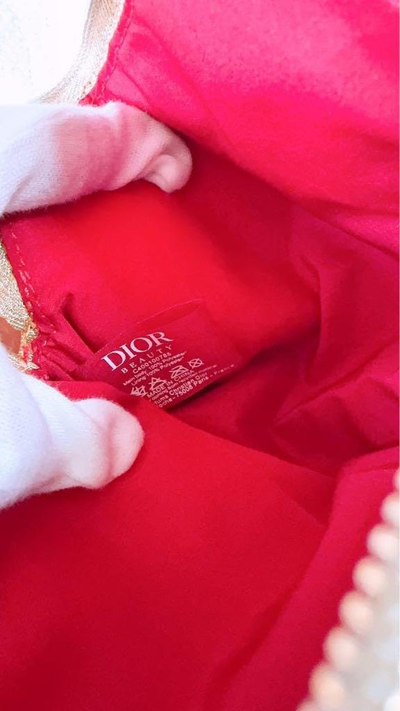 Dior Christian Dior Dior Red Pouch Velvet Cosmetic Pouch Novelty Pouch Logo [Used]