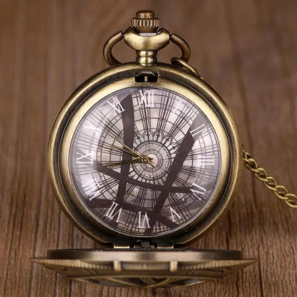 10pcs/lot Complex Geometric Pattern Case Quartz Pocket Watch Steampunk Men Women Necklace Pendant Clock Gifts Relgio