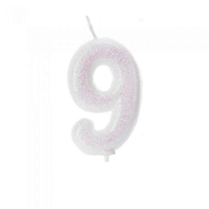 Anniversary House Třpytivá duhová svíčka k 9. narozeninám