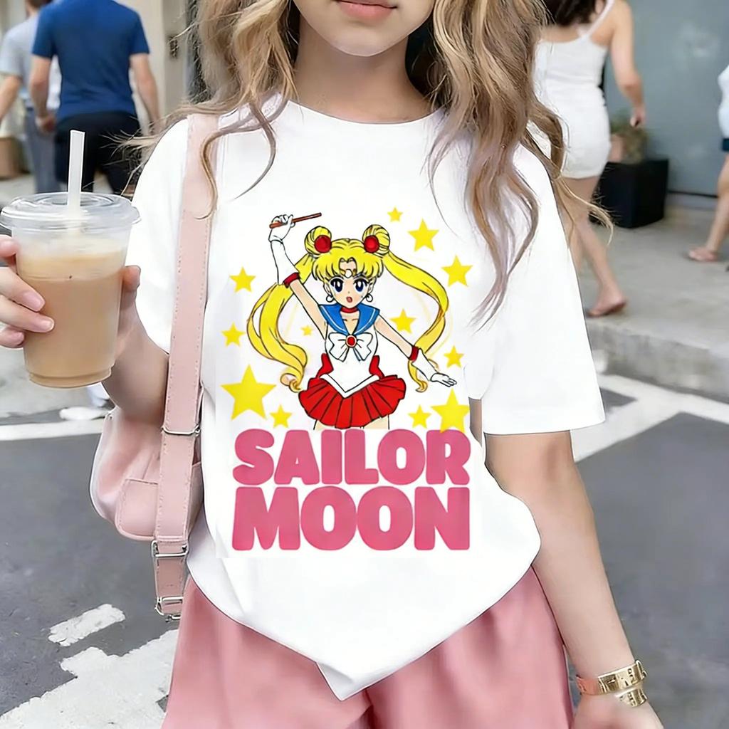 Sailor Moon Anime Childrens Short Sleeve T Shirt Women Man Casual Tops 2026 Summer Cartoon Graphic Tee Streetwear Fashion Y2k