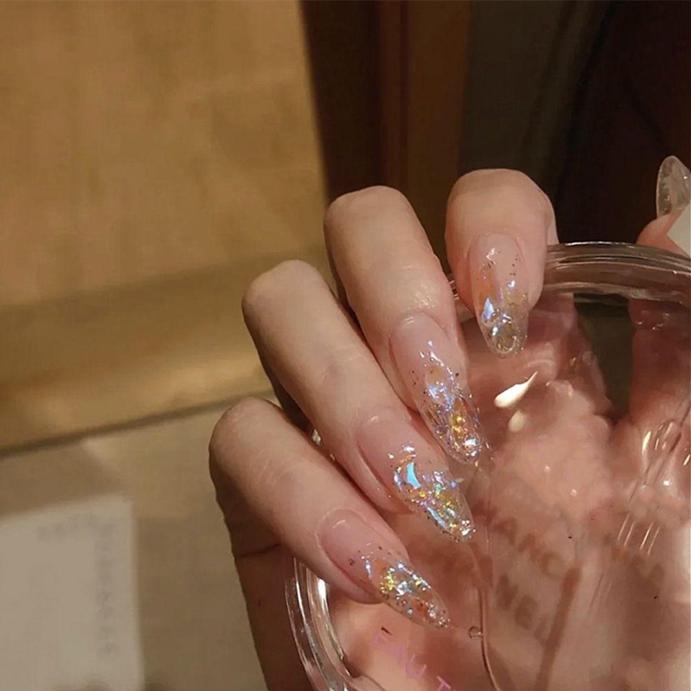 

24pcs/Box Women Fashion Artificial Full Cover Fake Nails Almond False Nails Wearable Nail Tips